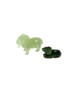 Lot of 2 Carved Green Stone Goat & Ram
Animal Figurines Feng Shui Decor
